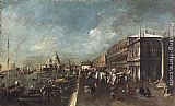 Santa Paintings - View of the Molo towards the Santa Maria della Salute by Francesco Guardi